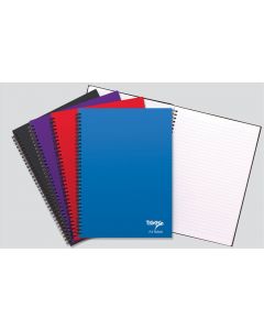 NOTEBOOK A4 Twinwire Notebook, 80 Lined Sheets (60gsm FSC paper), 5 Ass Colours (Pack Size: 5)