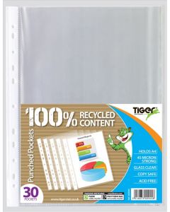 A4 Punched Poly Pockets, 45 micron Glass clear, 30's (Pack Size: 15)