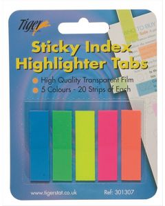 HIGHLIGHTER TABS STICKY INDEX NEON TIGER (Pack Size: 12)