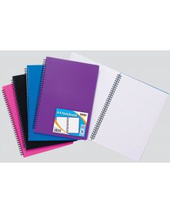 NOTEBOOK A4 POLYPROP TWIN WIRE 70gsm 140 pages (Pack Size: 5)