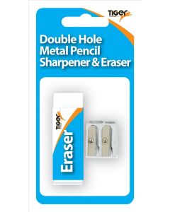 SHARPENER Blister Carded Double Metal Sharpener with Eraser (Pack Size: 12)