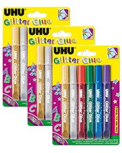 GLUE UHU YOUNG CREATIVE GLITTER ASSTD 6'S CARDED (Pack Size: 12)