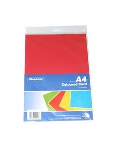 CARD COLOURED 8 sheets A4 (Pack Size: 10s)