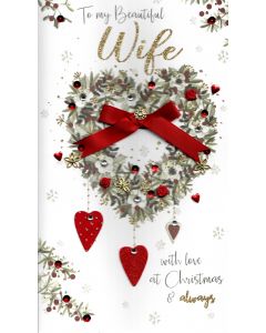 Wife - BOXED CARD Wreath with large bow CRD BX CHRISTMAS (Pack Size: 3)