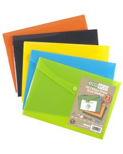 Pack 5 A5 50% Recycled Colour Press Stud Wallets ECO075 ECO (Pack Size: 5)