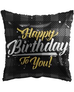 BALLOONS FOIL 18" Happy Birthday Black (Pack Size: 1)